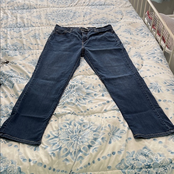 Levi's Dark Blue Slimming Straight Leg Jeans 16 - Picture 1 of 6